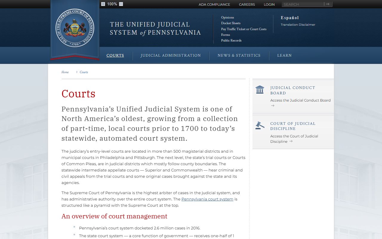 Wyoming County court dockets Pennsylvania courts overview
