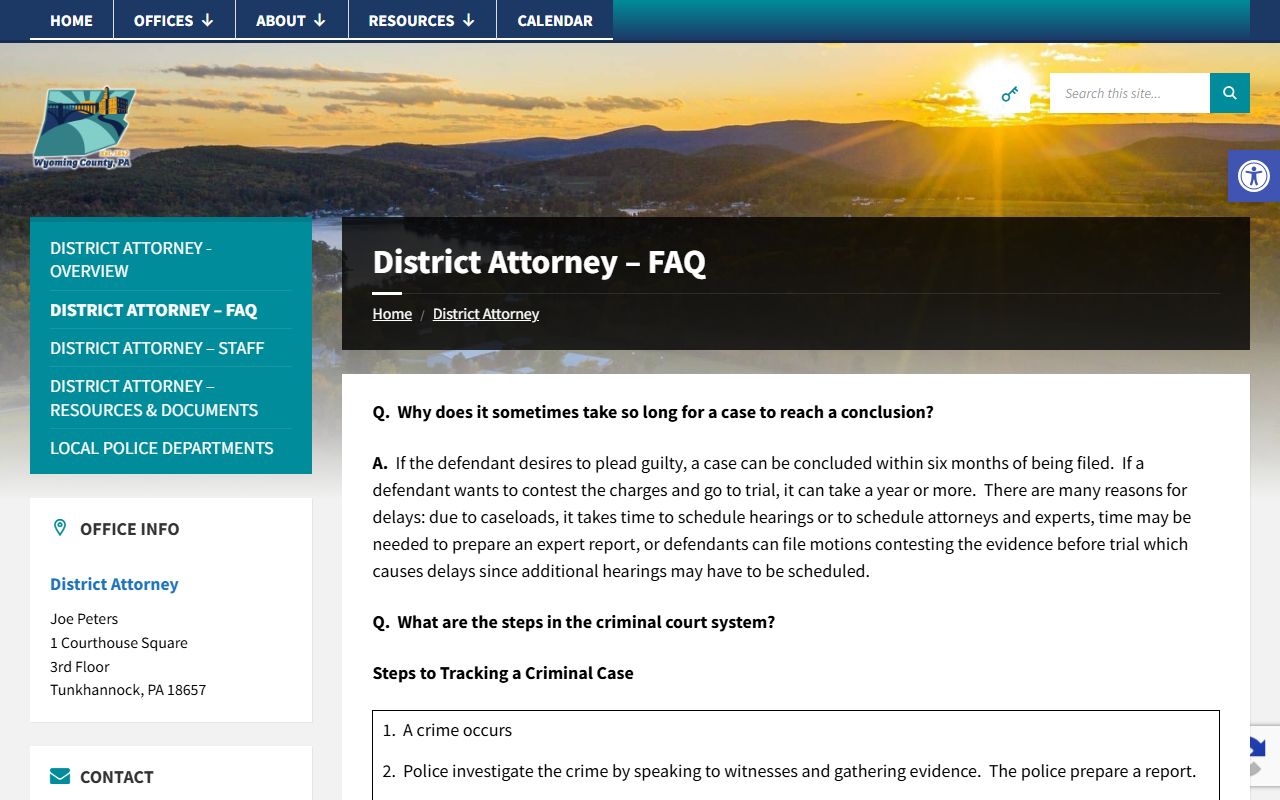 Wyoming County criminal court records District Attorney FAQ
