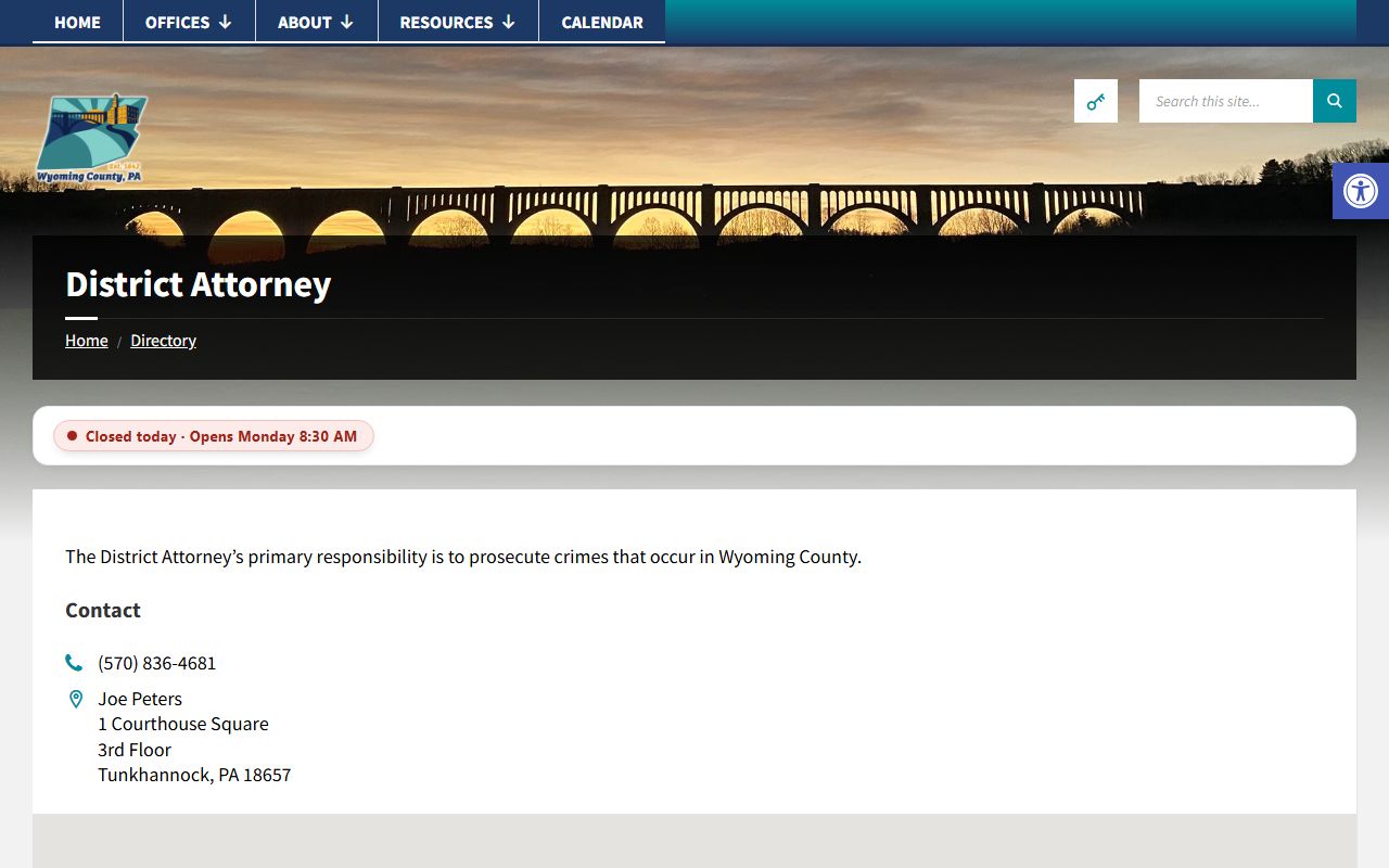 Wyoming County criminal court records District Attorney directory