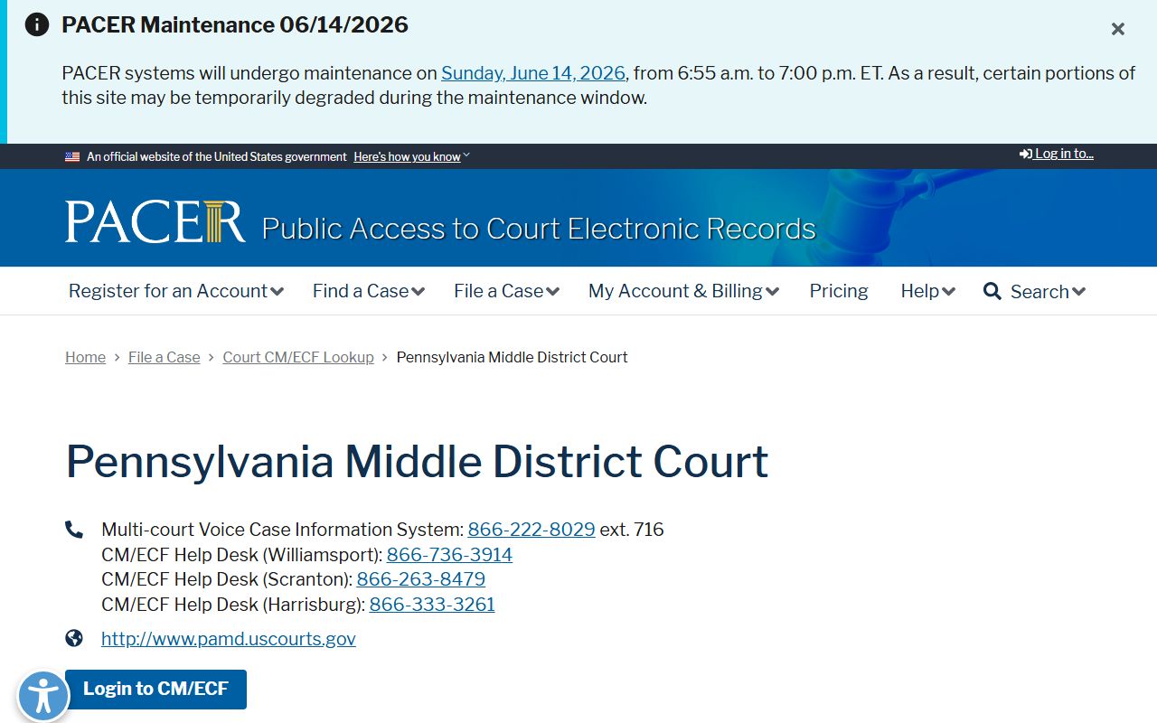 Wyoming County Court of Common Pleas PACER federal district lookup context