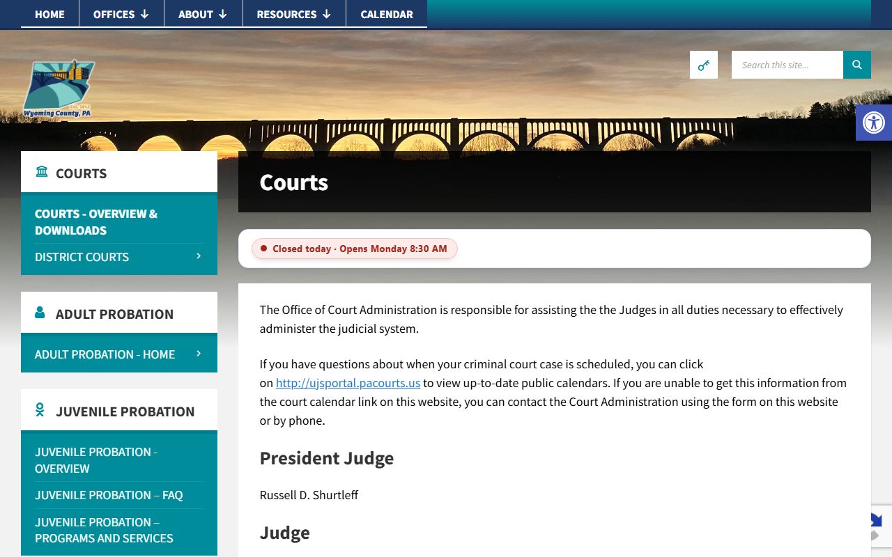 Wyoming County court records county courts page