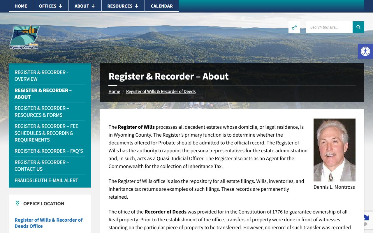 Wyoming County Orphans' Court estate records about page