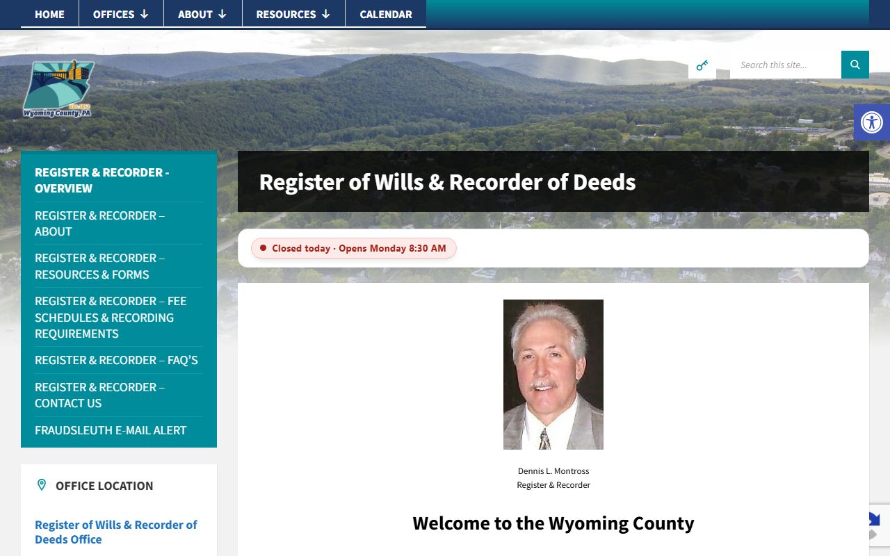 Wyoming County Orphans' Court Register of Wills office
