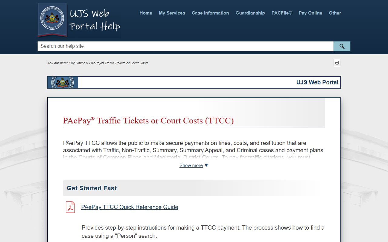 Wyoming County traffic court records PAePay help