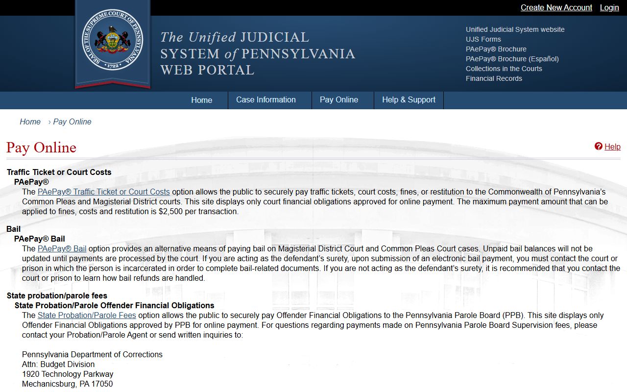 Wyoming County traffic court records UJS Pay Online overview